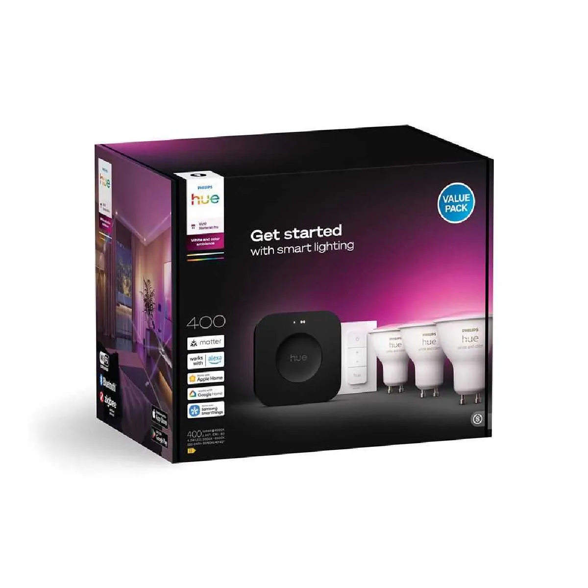 Philips Hue Kit De Spots Connectés Pro - 3 X 400 Lm - Multicolore
