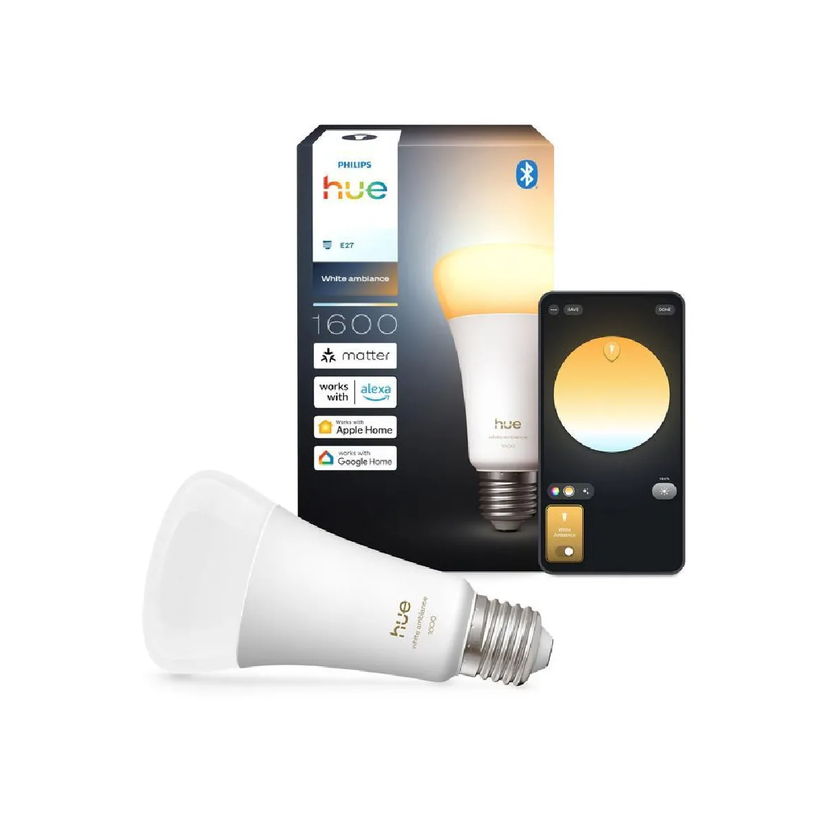 Philips Hue Blanche/Blanc Ampoule Led White Ambiance Smart E27, 11,8 W, 1 600 Lm, Cct - Image 4