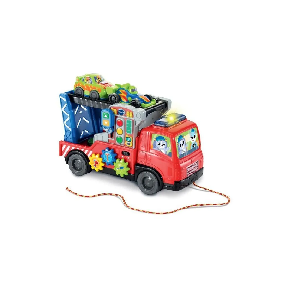 VTech Super Camion Dépannage Interactif Jouet à Tirer 3 en 1 Camion Transporteur de Voitures Dépanneuse Jouet Enfant Rampe Voiture de Course Cadeau Enfant Dès Contenu en Français - vue 4