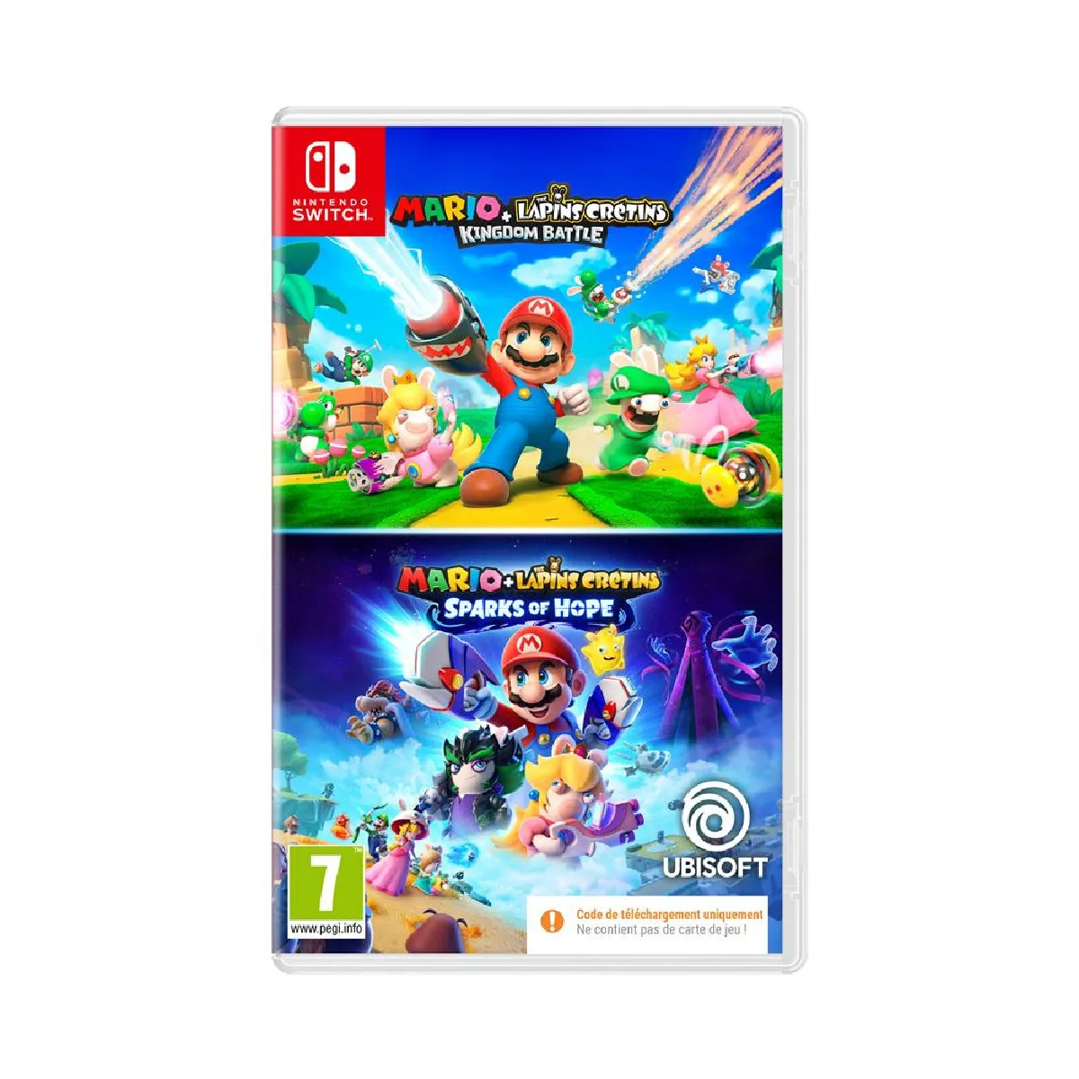 Compilation Mario + The Lapins Crétins® Kingdom Battle + Mario + The Lapins Crétins® Sparks of Hope Code in a box Nintendo