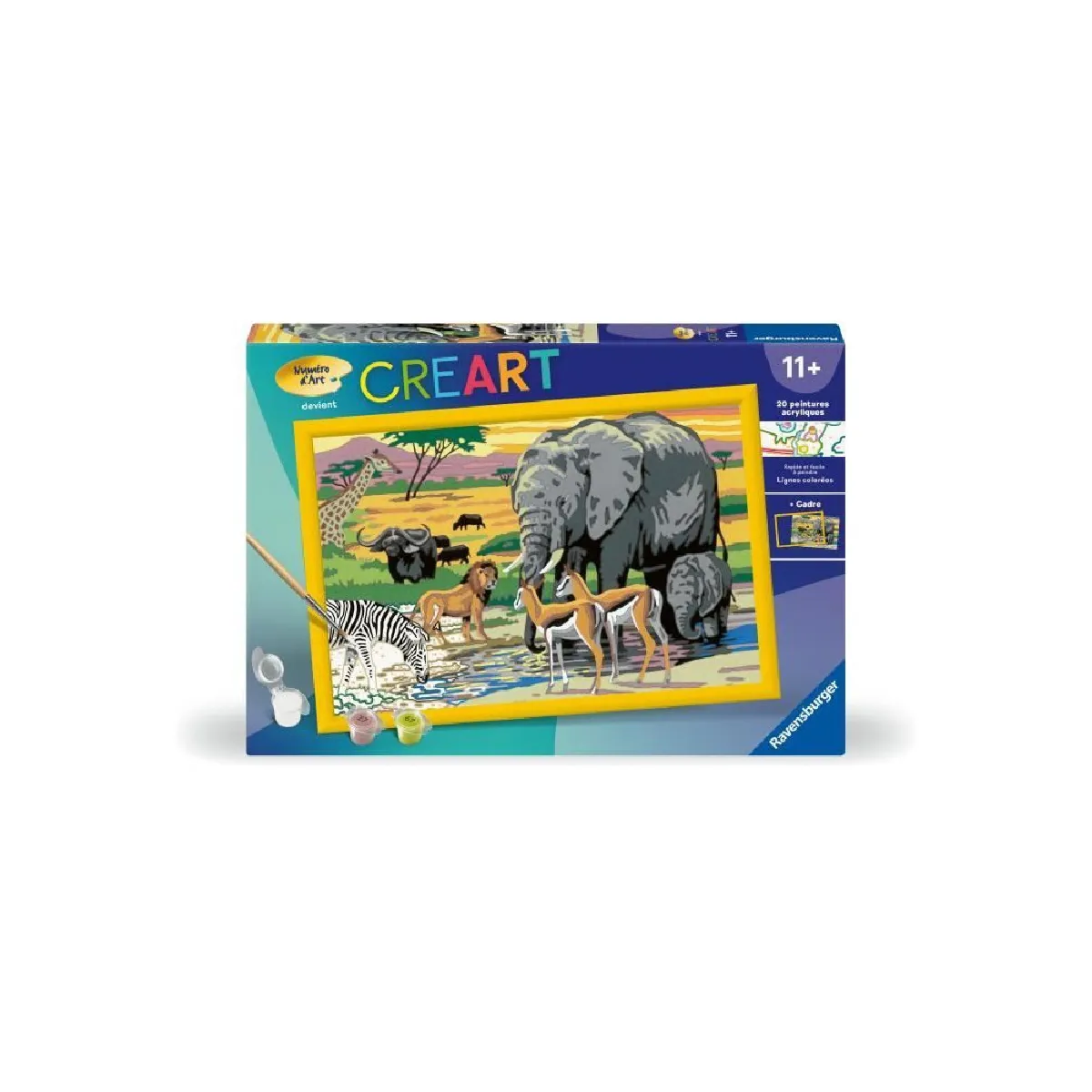 Ravensburger CreArt Kids 31x21 cm Numéro d'art Savane Kit de Peinture par numéros Dès 25999 - vue 3