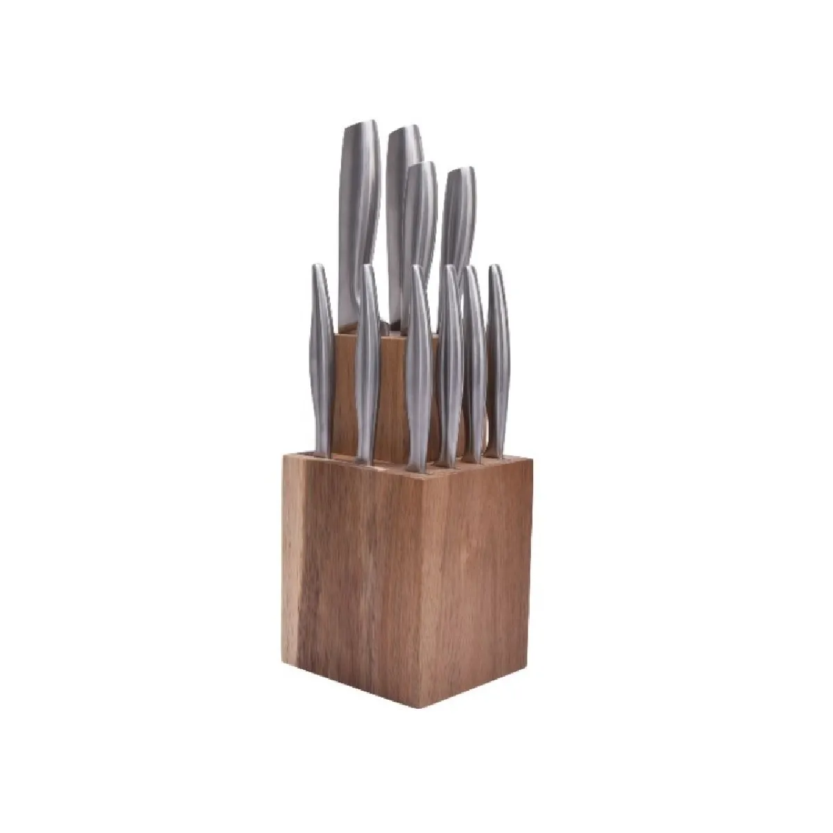 Jean Dubost Bloc en acacia de 10 couteaux de cuisine Fusal Jean Dubost