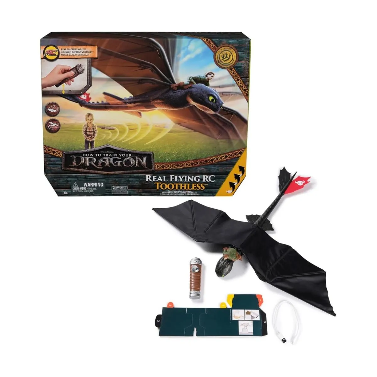 Générique Dragon Volant Spin Master 6074369 Dragons - Krokmou Radiocommandé 76 Cm