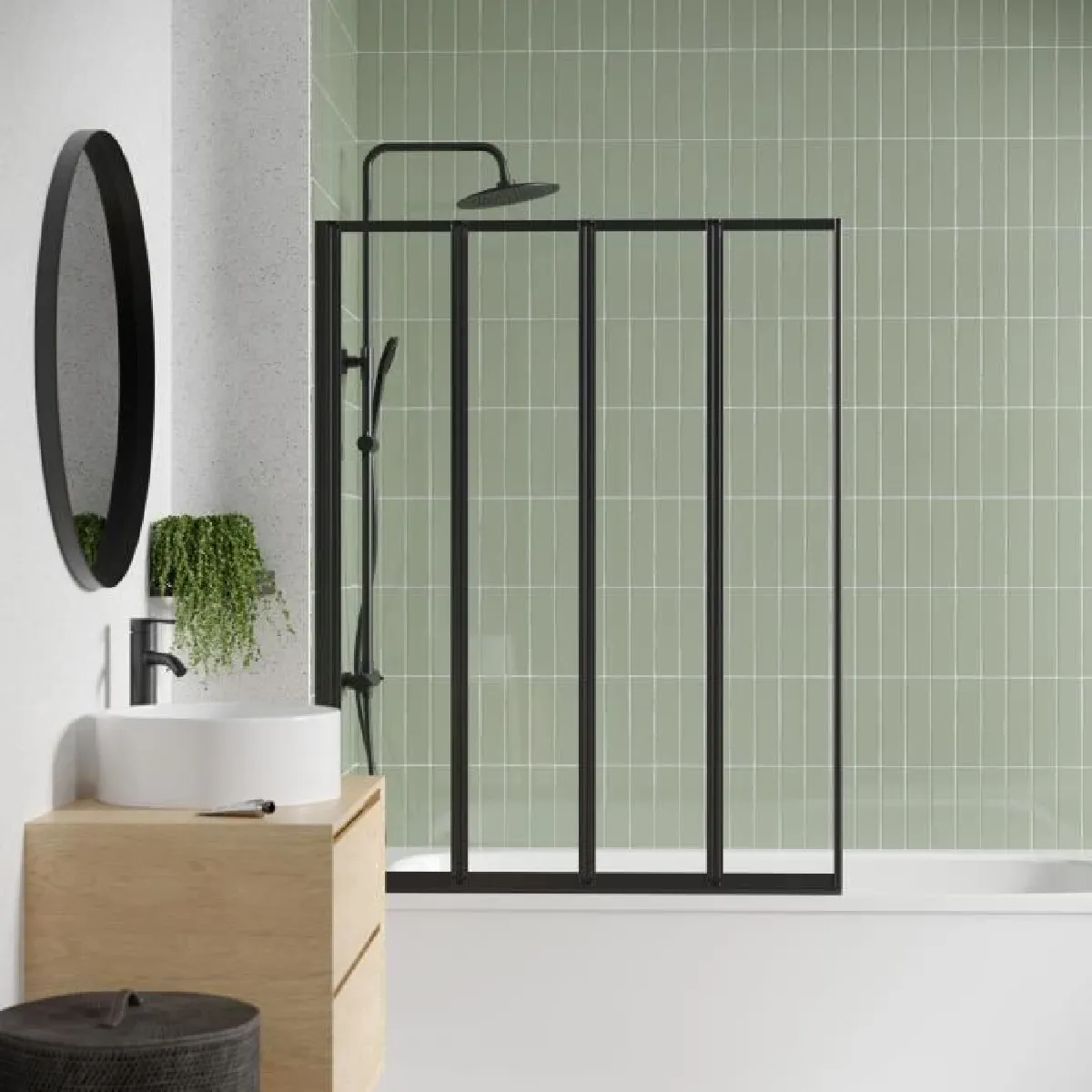 Pare Baignoire 4 Volets - - Lexia Noir - 110 X 140