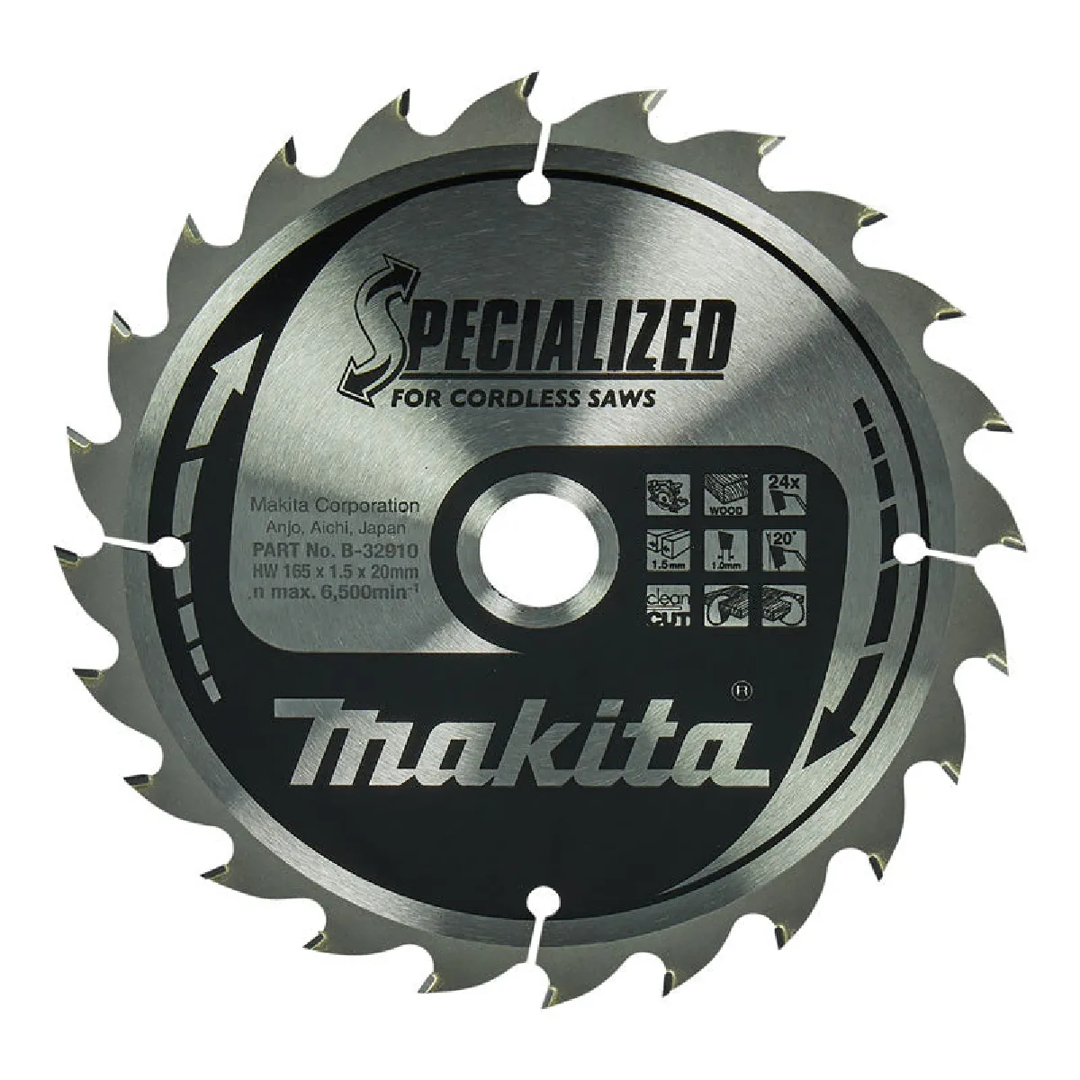 Makita SPECIALIZED lame de scie 165x20x24Z B 32910 Durchmesser: 165 mm Dicke:1 mm lame de scie - vue 2