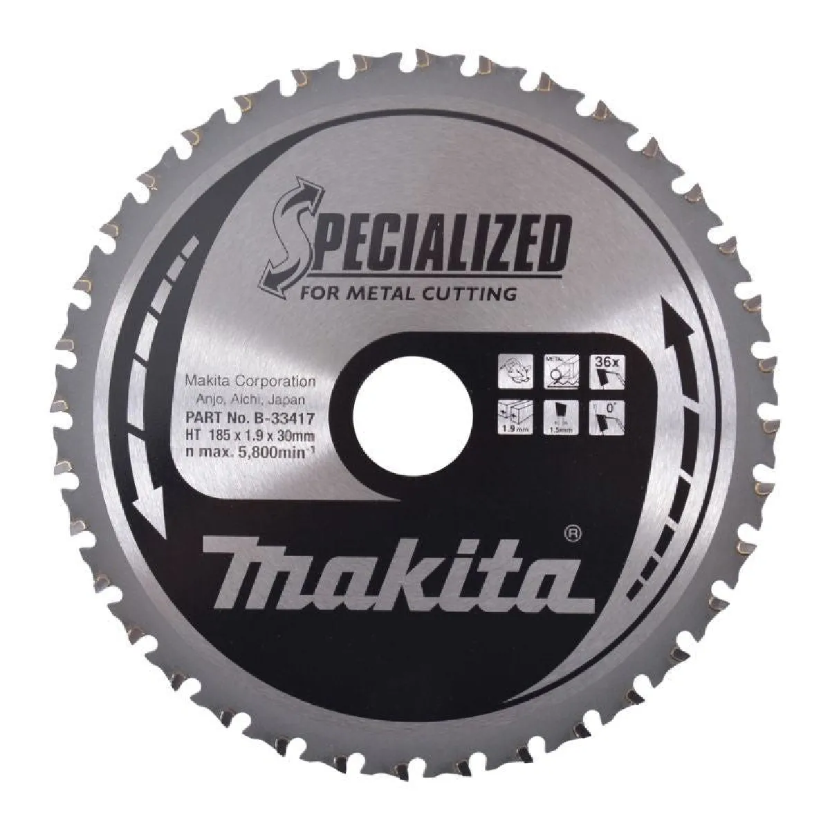 Lame de scie SPECIALIZED B 33417 pour la coupe de 'acier. Cette lame ne peut être réaffutée Makita B 33417