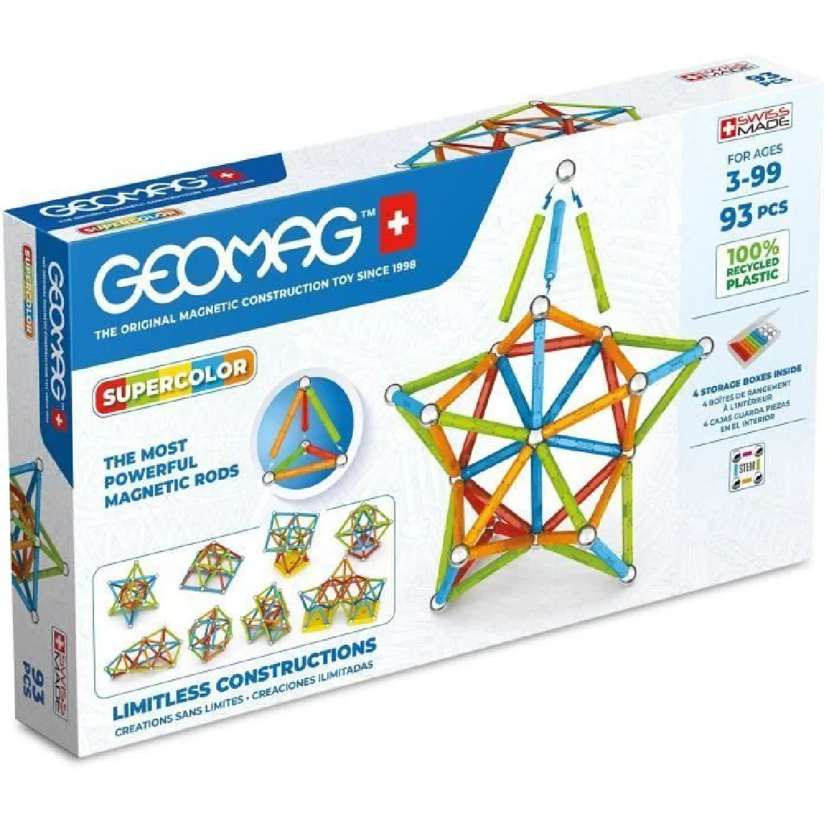 Geomag Jeu De Construction Magnétique Supercolor - 93 Pièces