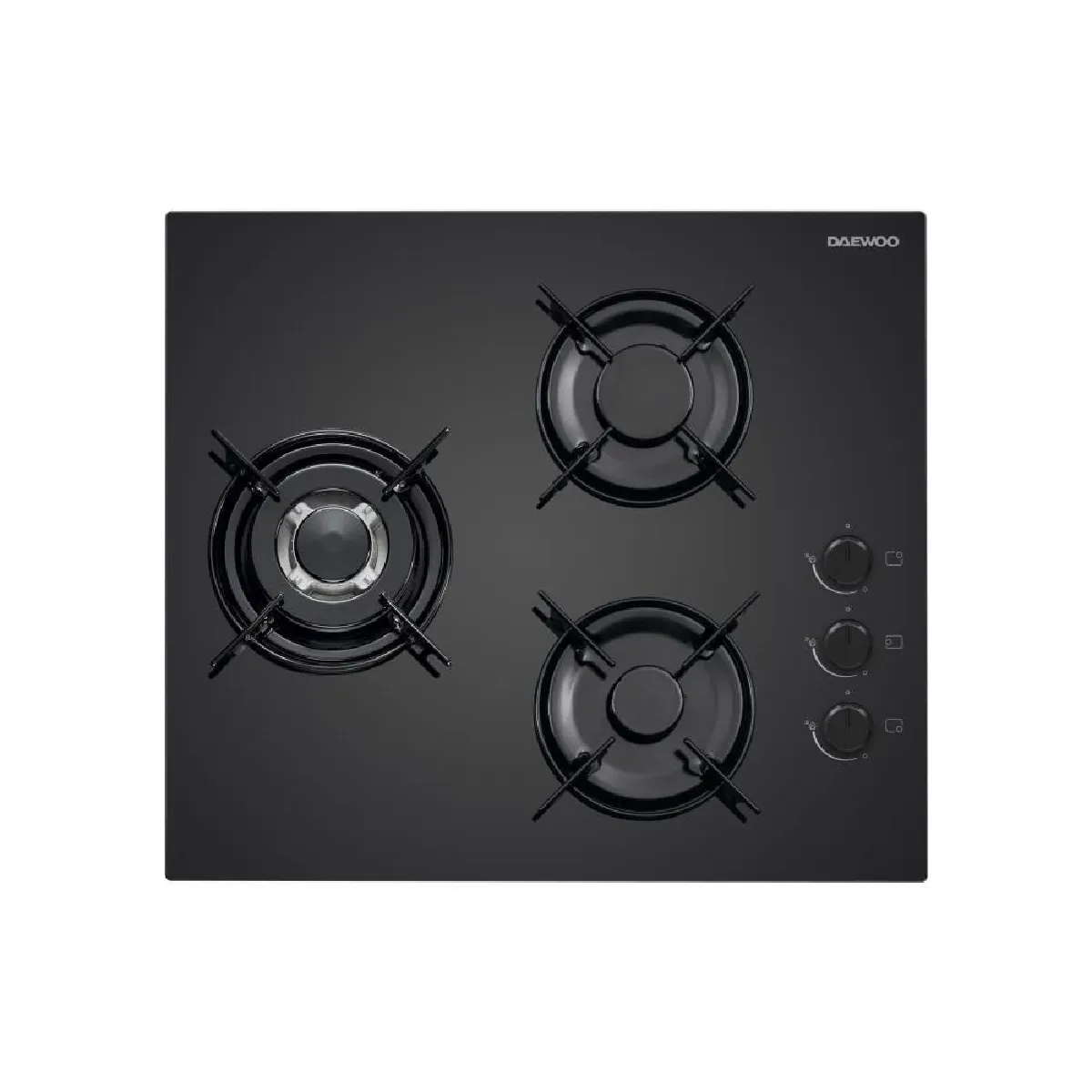 Daewoo Noir Plaque De Cuisson A Gaz - 3 Foyers - 60 Cm - Bh6gkr21bnl