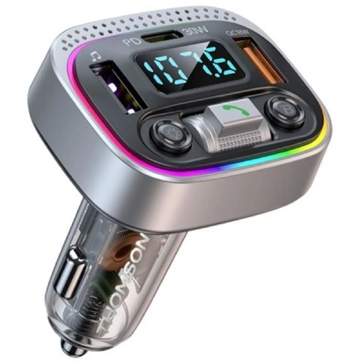 Transmetteur FM bt 5.1 THOMSON 1224 V + QC3.0 + PD20 W Led - vue 2