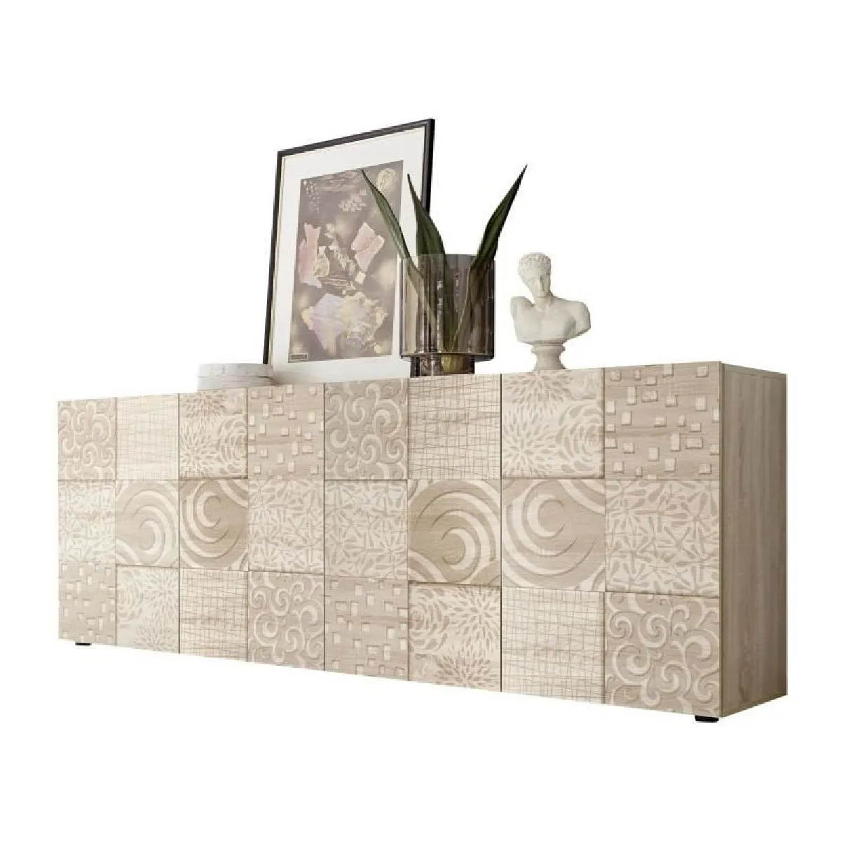 Buffet - MIRONA - 4 portes - Chene Samoa avec serigraphie - 241 x 43 x 84 cm