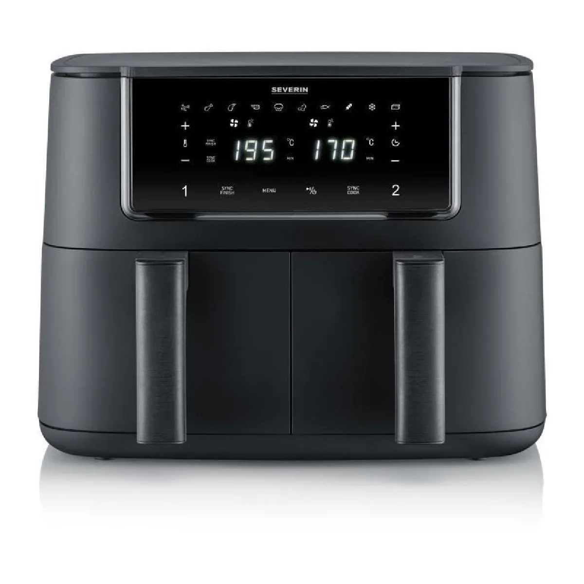 Friteuse a air chaud - SEVERIN - Airfryer FR2463 - Capacité 8 L - Double cuve - 10 programmes - 2600 W