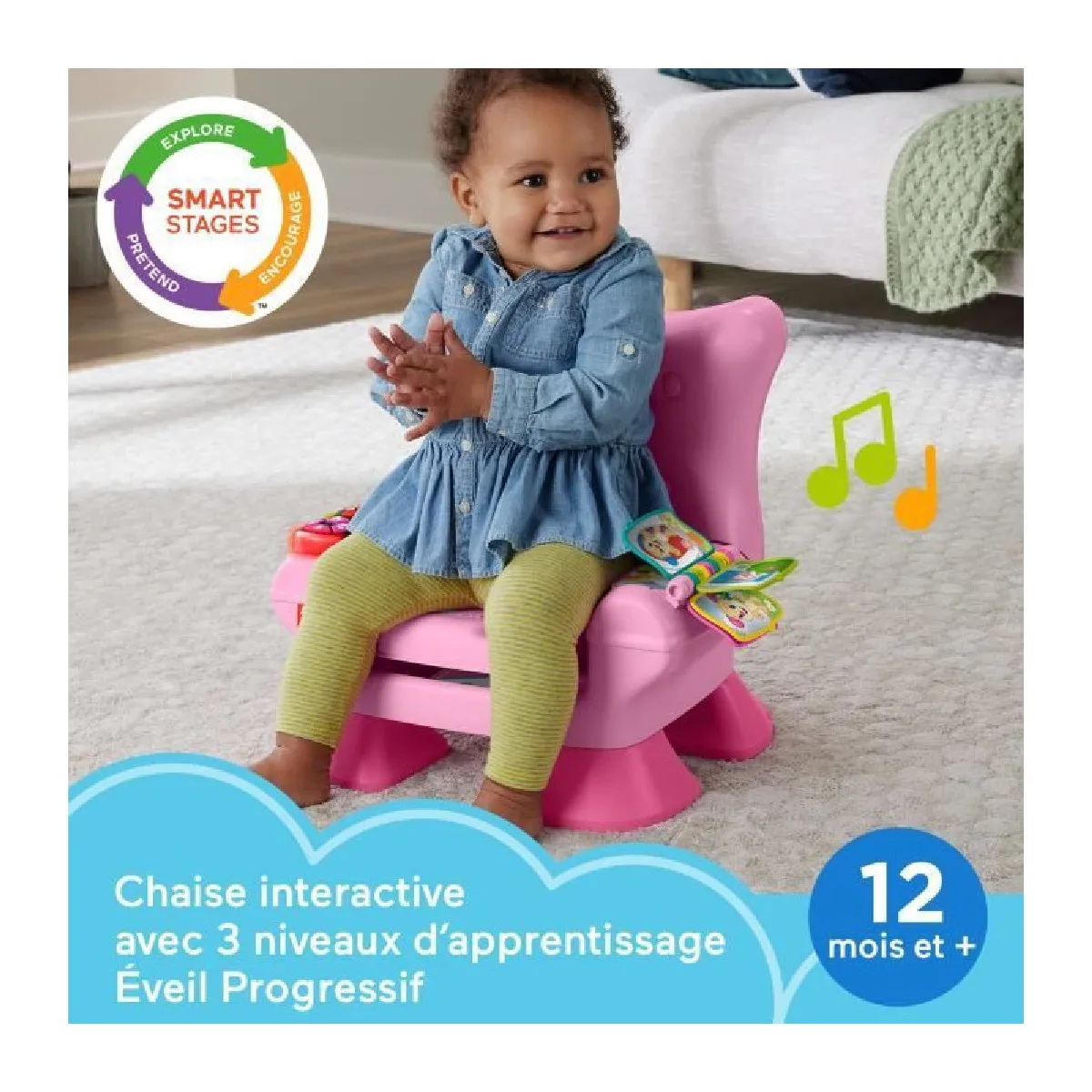 Peluche Musicale Fisher-Price – Sis, L'ourson Qui Parle – 80+ Chansons, Sons, 5 Niveaux D'éveil – Multilingue (français, Anglais...) – Dès 6 Mois