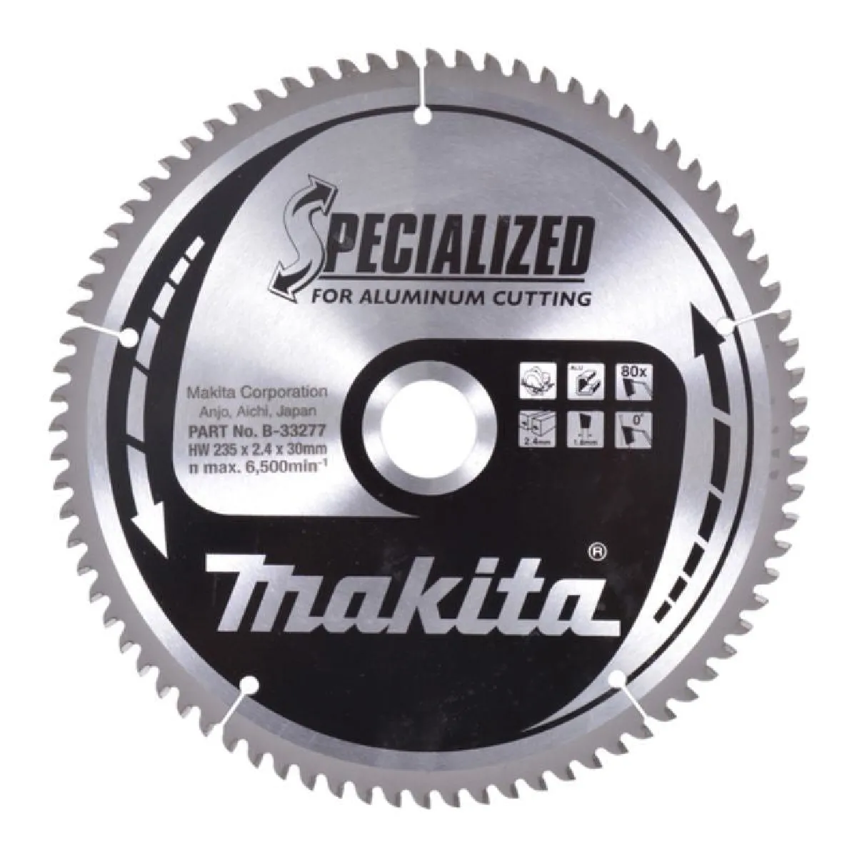 lame de scie SPECIALIZED aluminium 235mmx30x80D Makita B 33277