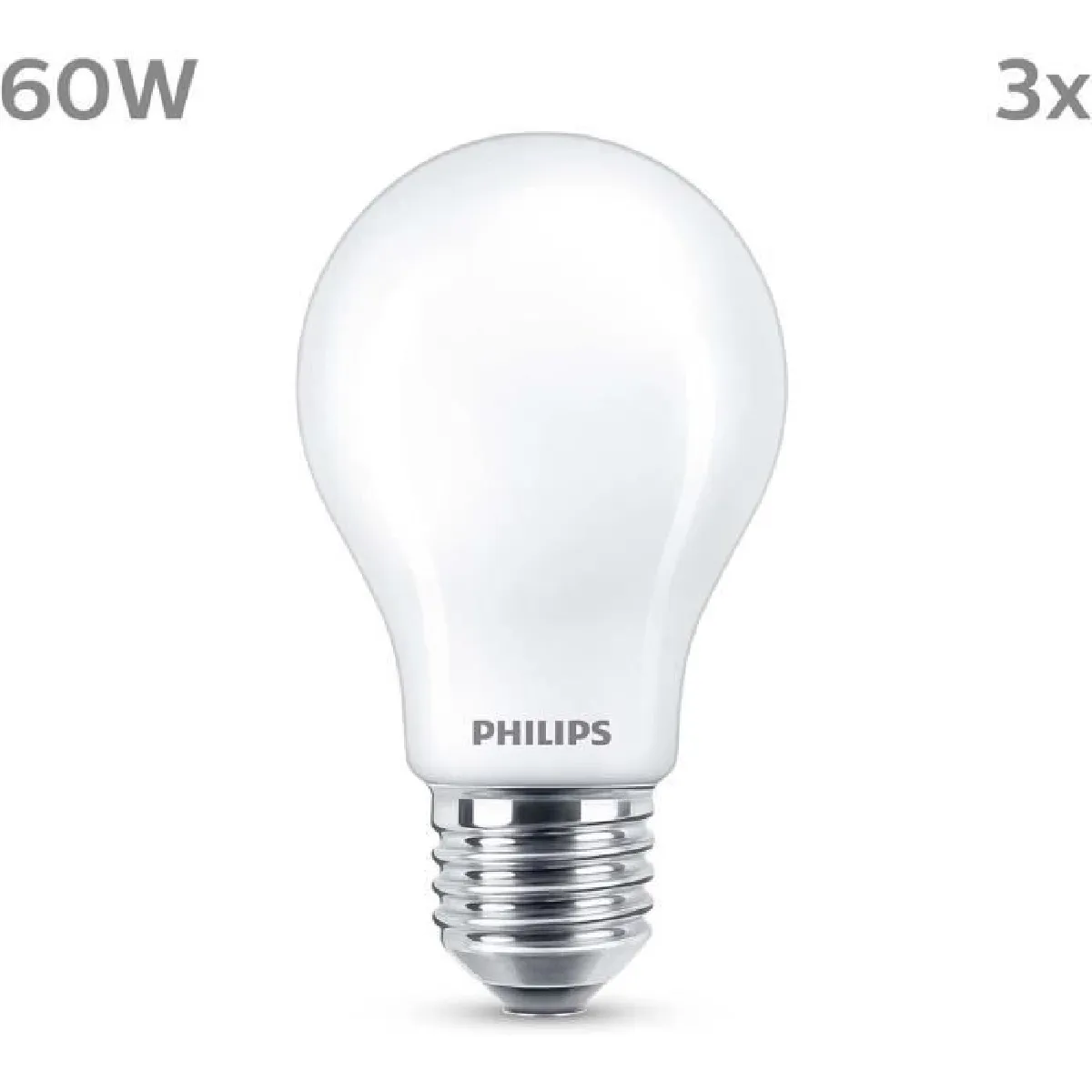 Ampoule LED PHILIPS Classic A60 E27 chaud Non dimmable x 3 - vue 2