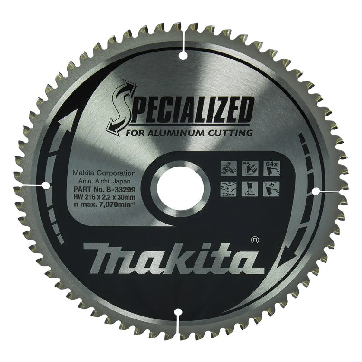 Lame Carbure Makita B 33299 Specialized Pour Aluminium 216 X 30 X 64 Dents