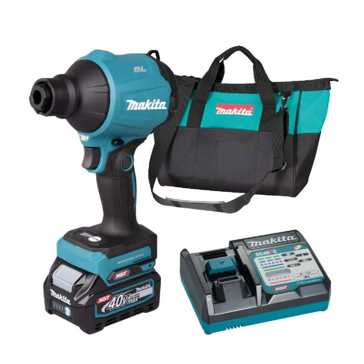 Souffleur à poussière sans fil 40V max XGT MAKITA avec 1 batterie 40v 2.0Ah chargeur sac AS001GA101 - vue 3