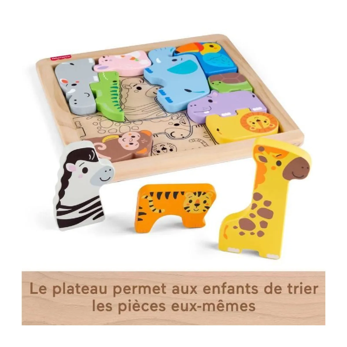 Fisher Price Puzzle Animaux en Bois Tri de formes avec 13 pièces Fisher Price JFG10 - vue 7