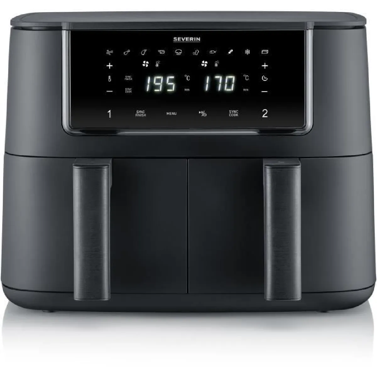 SEVERIN Friteuse à Air FR2463 - Capacité 8 L - Double Cuve - 10 Programmes - 2600W