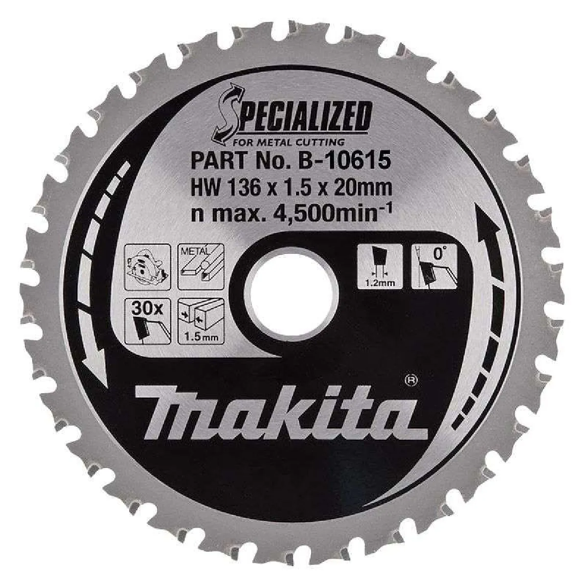 Lame de Scie Circulaire MAKITA B 69303 Carbure Métal 30 Dents Ø136mm - vue 2