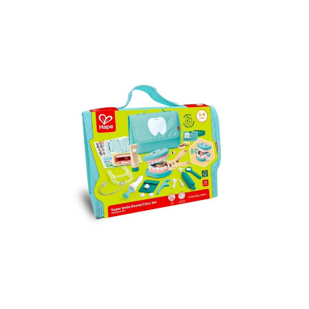 Hape Multicolore Jeu D Imitation Kit Du Petit Dentiste - Neuf - Image 3