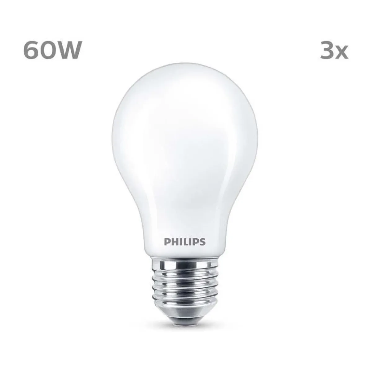 Ampoule LED PHILIPS Classic A60 E27 chaud Non dimmable x 3 - vue 2