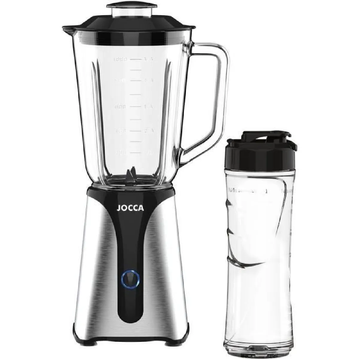 Blender - JOCCA - 350 W - Bol en verre 1 L - Bouteille 600 ml - Noir