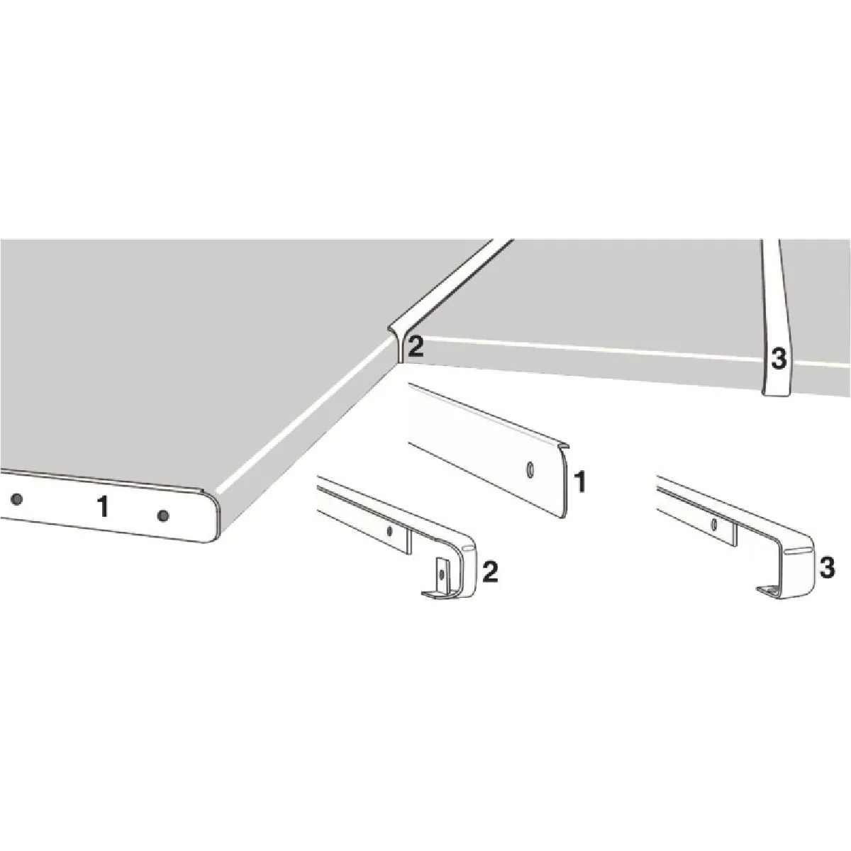 Jonction bord à bord pour plan de travail 38 mm-rayon 9-11 mm NORDLINGER