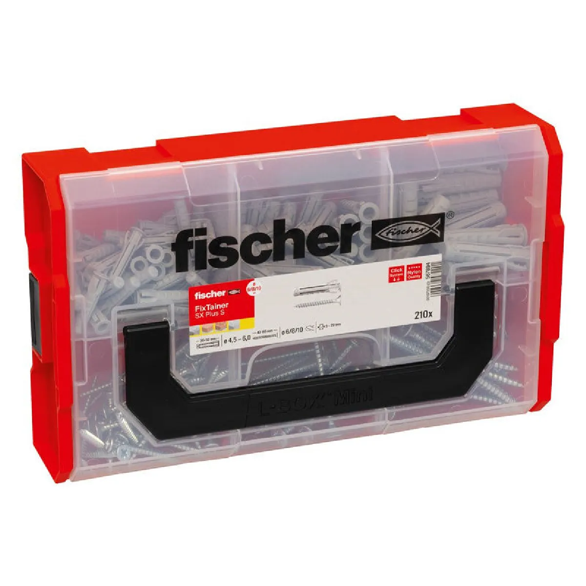 Fischer Boite Fixtainer Chevilles SX+ - Avec Vis - Accessoires Inclus - Haute Qualité - Pratique