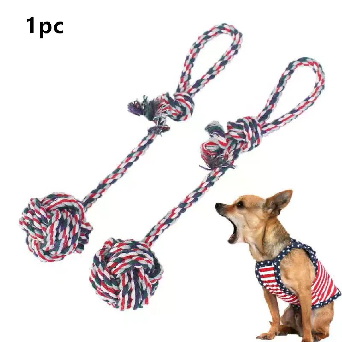 Meilleurs prix pour Jouet pour chien, corde à nouer, boule, corde en coton, haltère, nettoyage des dents, jouet à mâcher, tressé, durable, résistant aux morsures, fournitures pour animaux de compagnie, 1 pièce~01432