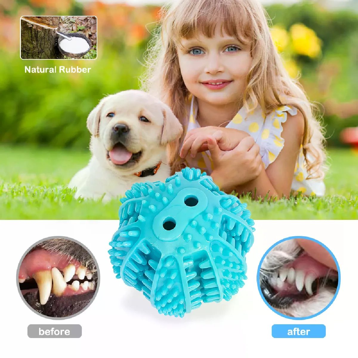 Comparer les prix de Jouets pour chiens, balles, jouets interactifs pour chiens, nettoyage des dents, élasticité, petits et grands jouets pour chiens, balle en caoutchouc pour jouets pour animaux de compagnie~01847