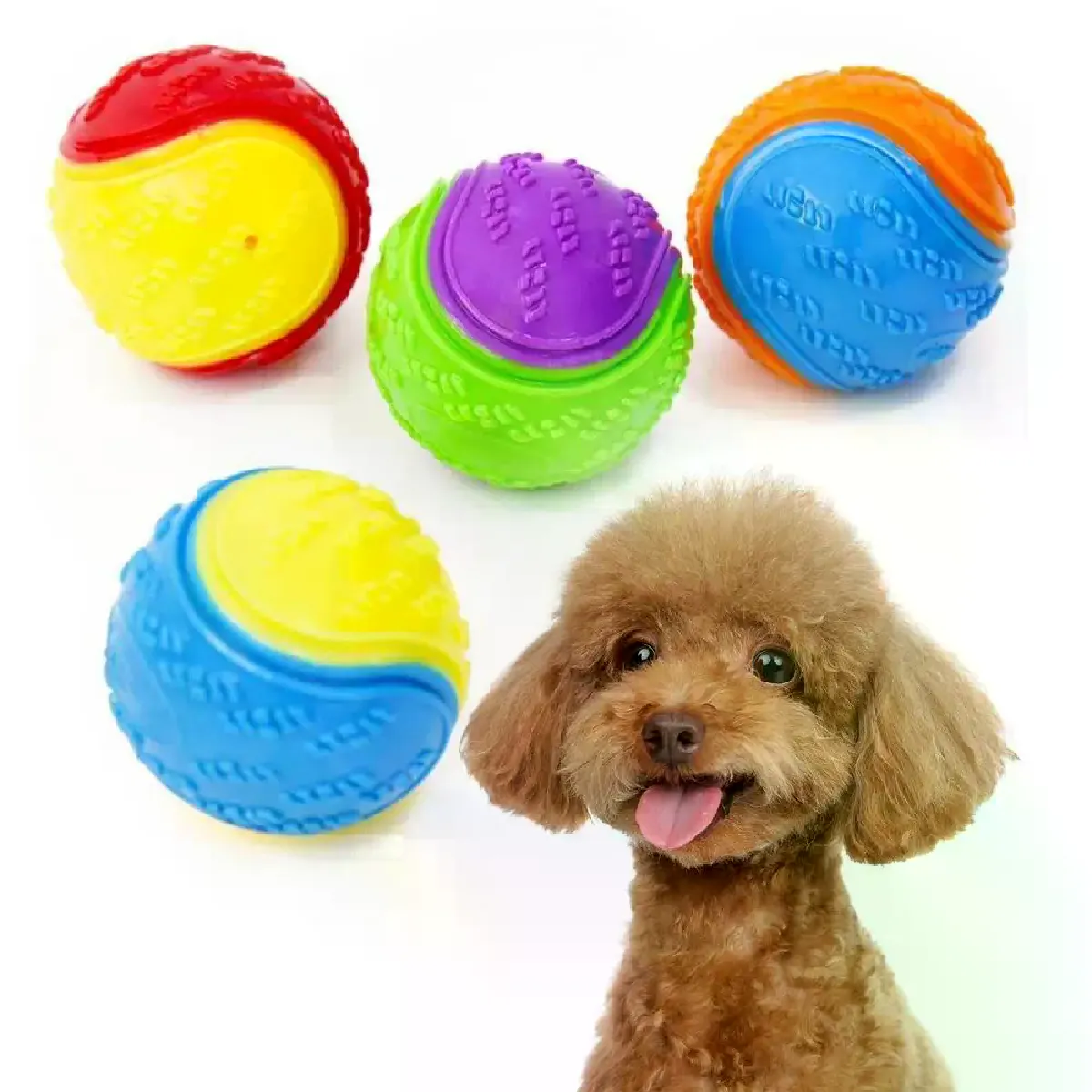 Comparer les prix de Balles couinantes pour chien, en caoutchouc solide et durable, gonflables, résistantes aux morsures, pour dresser les chiots, pour nettoyer les dents, fournitures pour animaux de compagnie~01208