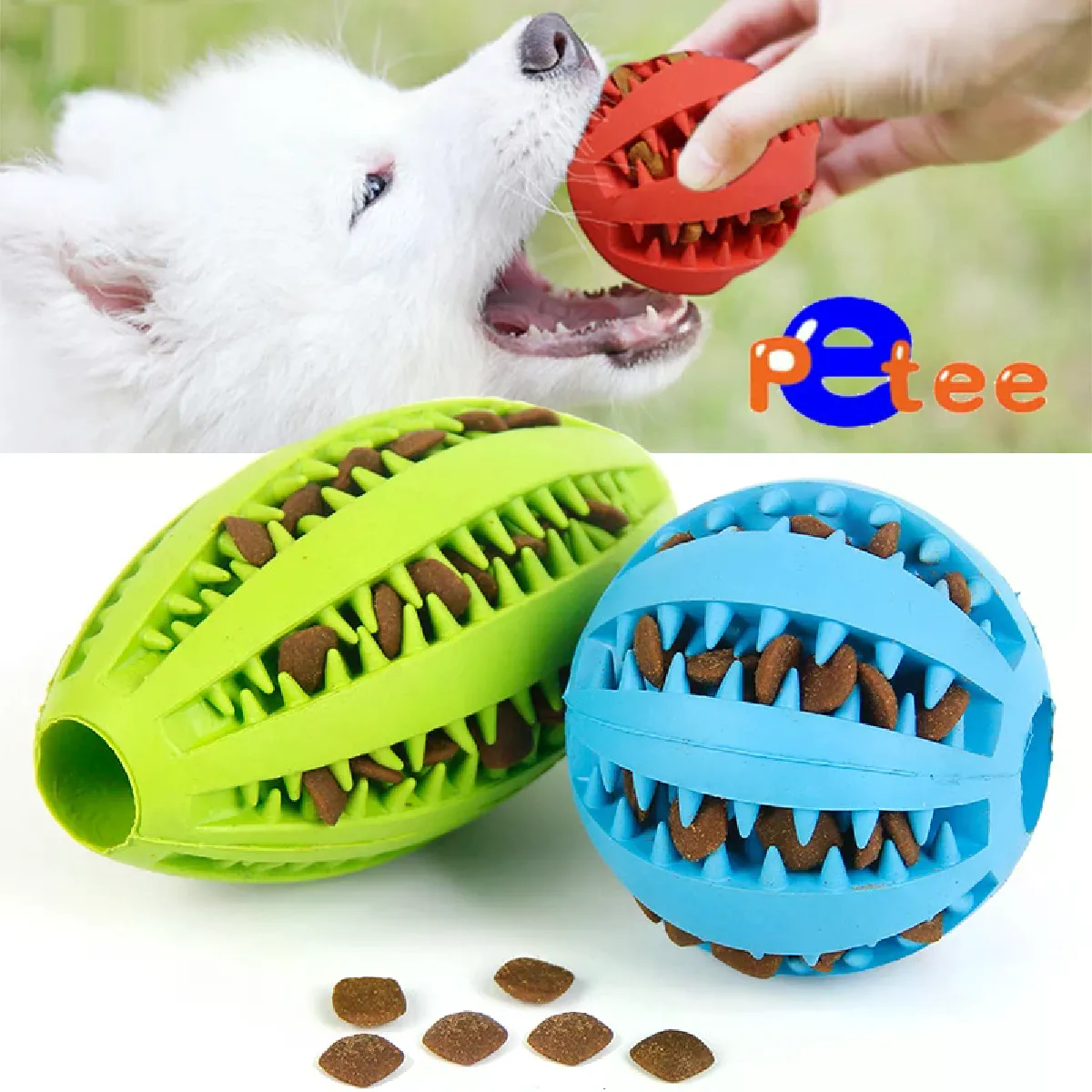 Comparer les prix de Jouets pour chiens, balle en caoutchouc extensible, amusante et interactive, pour nettoyer les dents des animaux de compagnie, résistante aux morsures, jouets à mâcher, 5 cm/6 cm/7 cm/9 cm/11 cm~01900