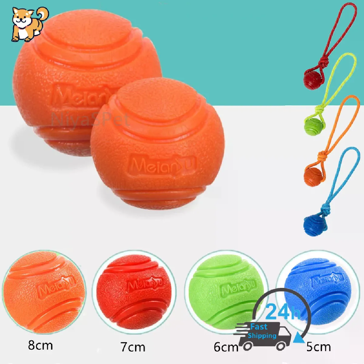 Meilleurs prix pour Balle pour chien indestructible, jouet rebondissant en caoutchouc à mâcher, jouet pour chien avec corde, jouets interactifs pour grands chiens et chiots~00524