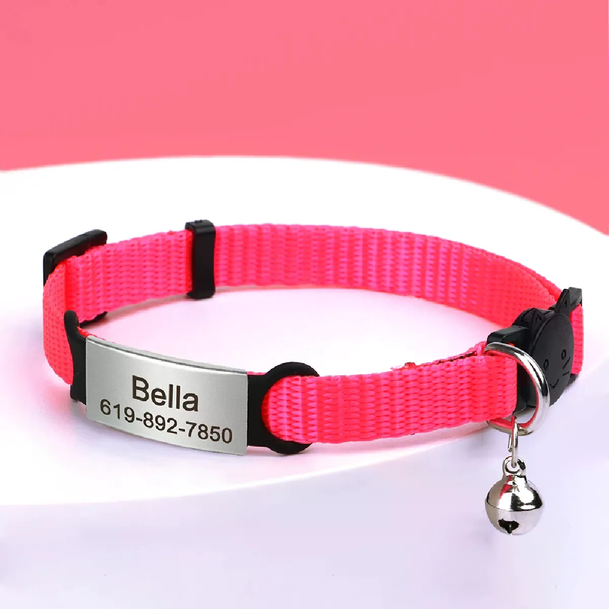 Meilleurs prix pour Collier pour chat personnalisé de 1 cm de largeur avec clochette Colliers pour chat à dégagement rapide Collier mignon à dégagement rapide Gravure gratuite pour chats chaton~01878