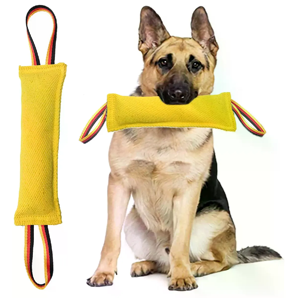 Comparer les prix de Jouet à tirer pour chien, coussin de morsure en jute rigide, équipement de dressage durable, jouet interactif pour chiots et grands chiens~02187