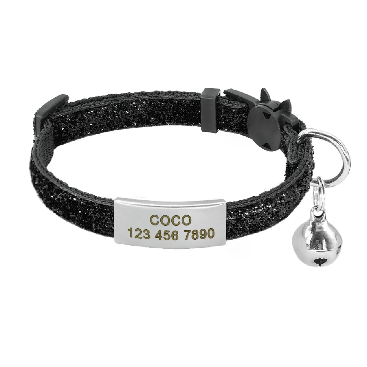 Meilleurs prix pour Collier pour chat personnalisé de 1 cm de largeur avec clochette Colliers pour chat à dégagement rapide Collier mignon à dégagement rapide Gravure gratuite pour chats chaton~01876
