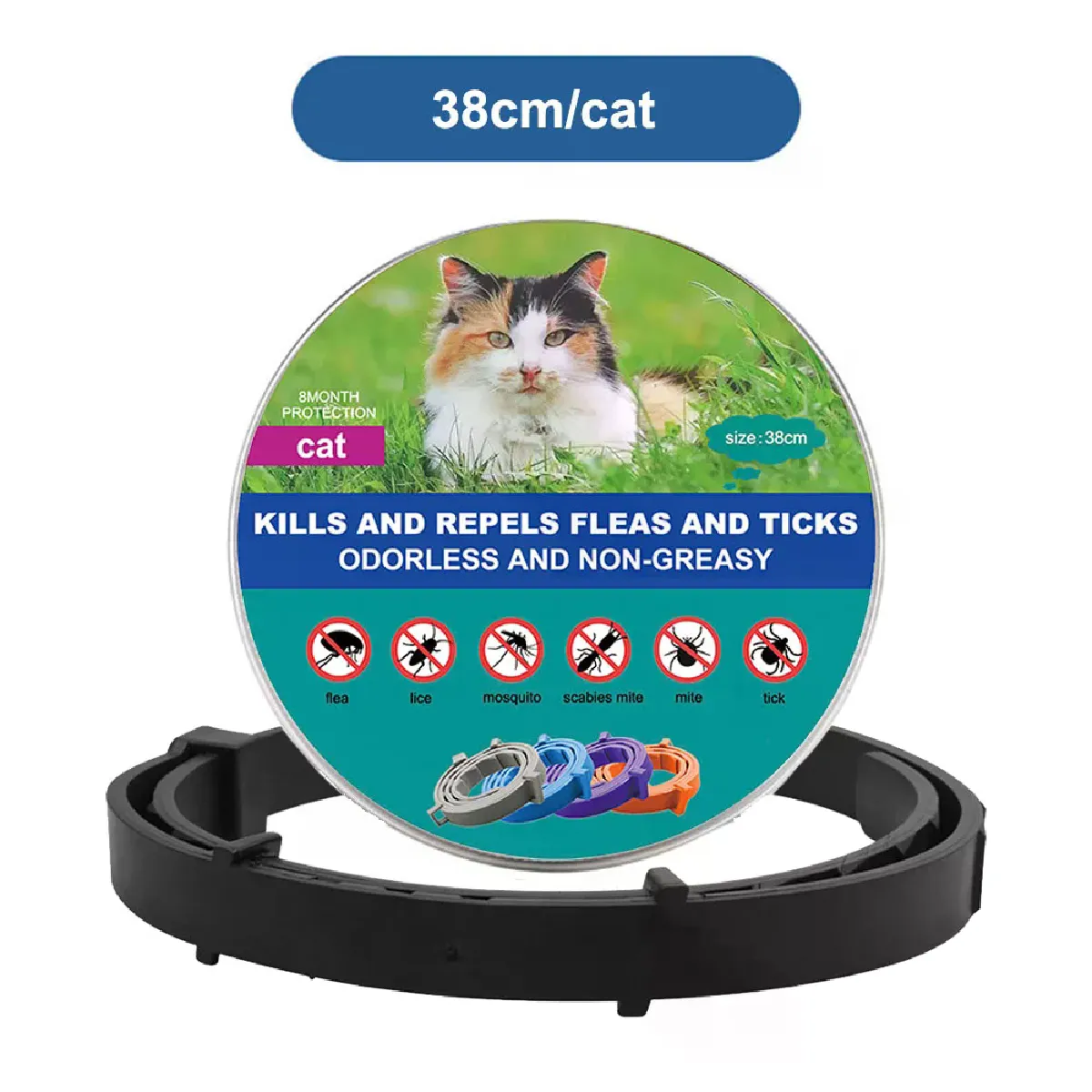 Nouveau collier pour chat, collier vétérinaire anti-puces et anti-tiques pour chiens et chats, collier antibactérien pour grands et petits chiens~00126