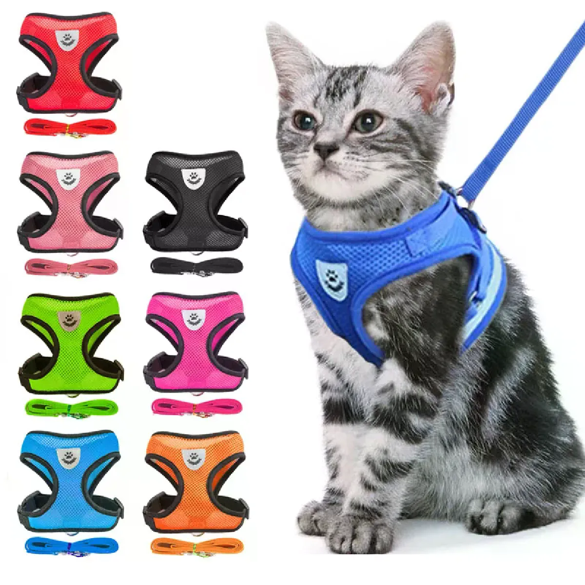 Harnais anti-fuite pour chat, collier pour chat, tente pour animaux de compagnie, collier pour chien, collier pour chat, laisse pour chat Antiescape Cat Arnet~01140