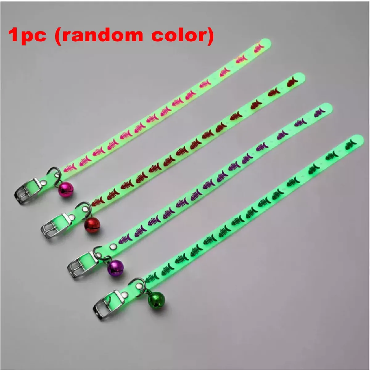Collier lumineux pour chat, collier anti-perte pour petits chiens, collier fluorescent en silicone avec anneau d'étanchéité et clochette, accessoires pour animaux de compagnie~00308