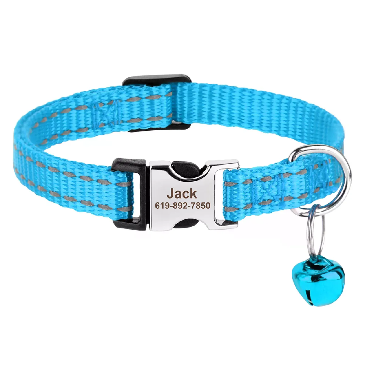 Collier pour chat imprimé personnalisé, collier réglable pour chaton et chien, avec plaque d'identification gravée gratuite, clochette, colliers anti-perte pour chat~00177