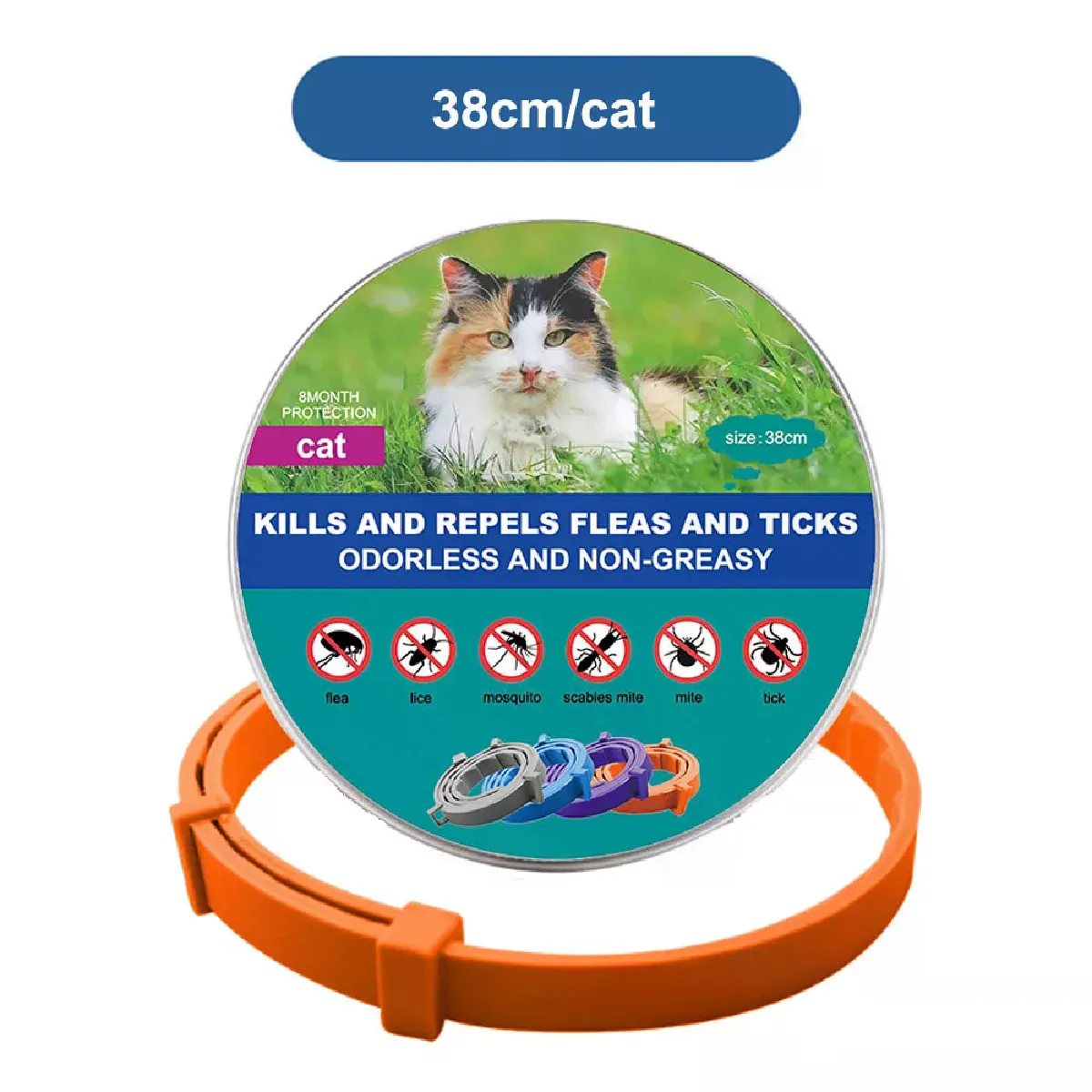 Nouveau collier pour chat, collier vétérinaire anti-puces et anti-tiques pour chiens et chats, collier antibactérien pour grands et petits chiens~00147