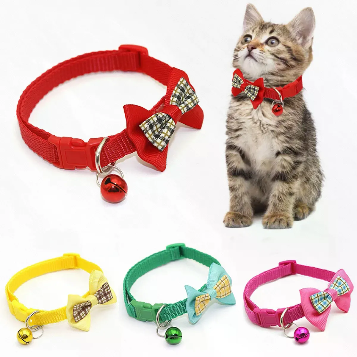 Comparer les prix de Collier réglable pour chien et chat, joli nœud papillon avec pendentif cloche, accessoire tendance pour vêtements et animaux de compagnie~01377