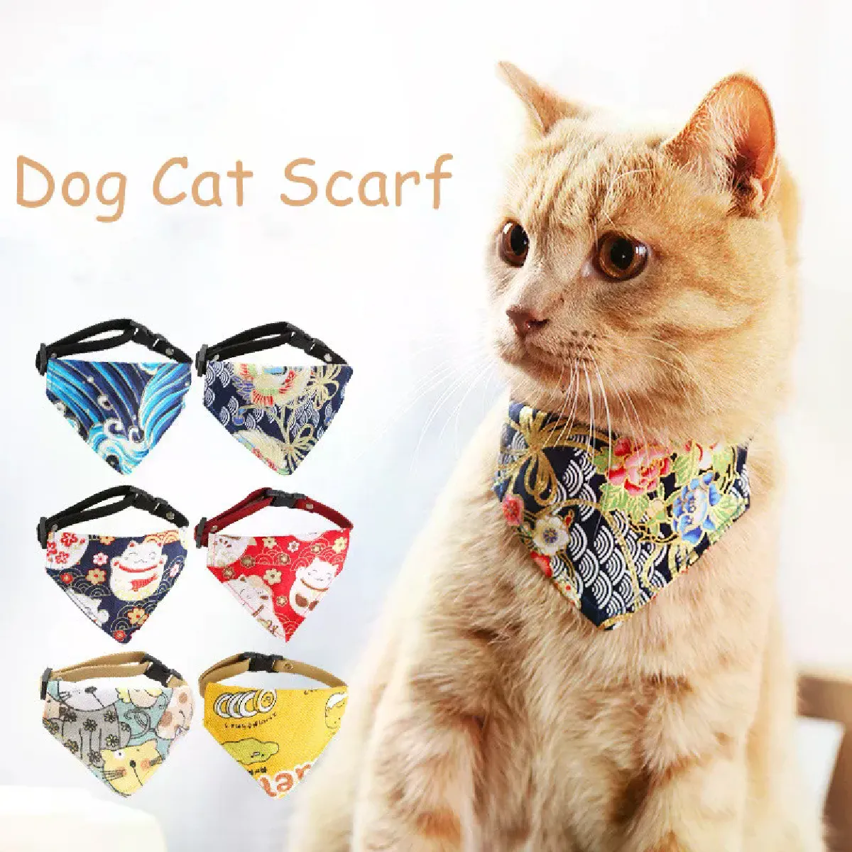 Comparer les prix de Collier réglable avec foulard pour chats et chiens, collier triangulaire avec foulard et coquillages pour chats et chats~01006