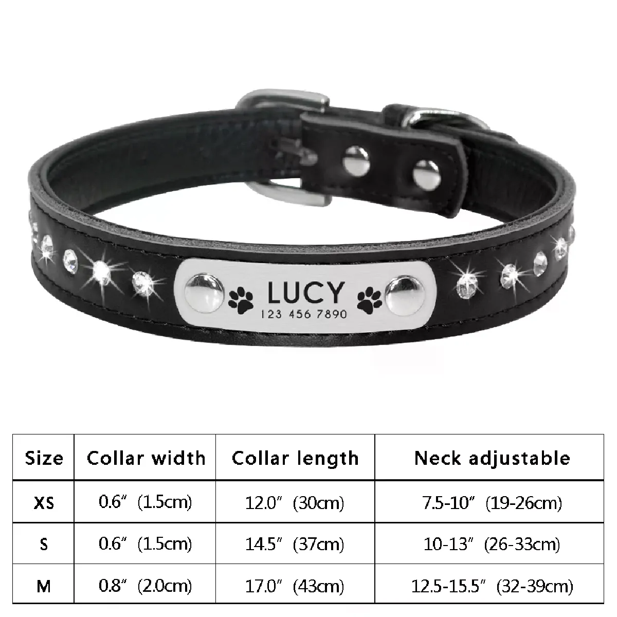Meilleurs prix pour Collier personnalisé pour chien ou chat, réglable, avec cristal, anti-perte, en cuir, pour chiots et chats, nœud papillon, accessoires en strass~00736