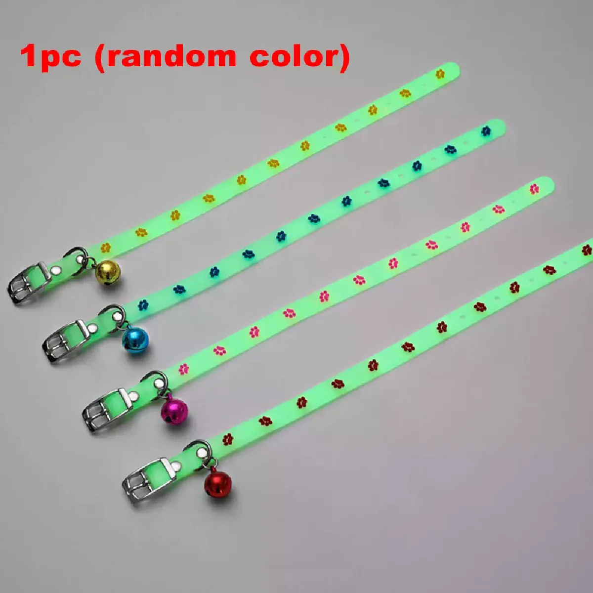 Collier lumineux pour chat, collier anti-perte pour petits chiens, collier fluorescent en silicone avec anneau d'étanchéité et clochette, accessoires pour animaux de compagnie~00020