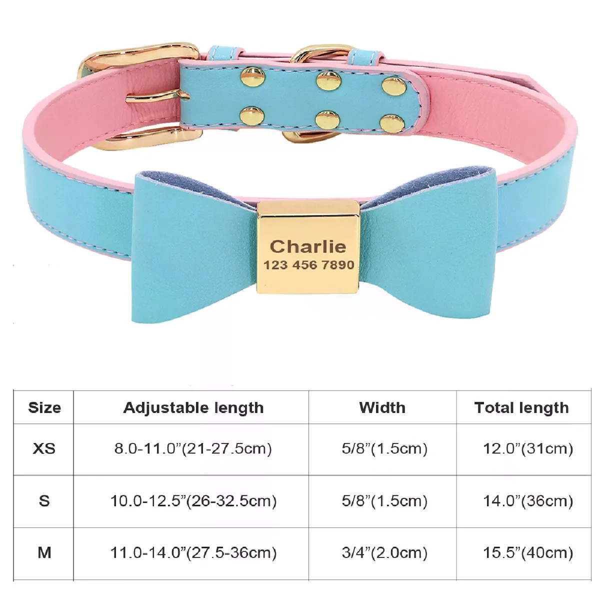 Collier personnalisé pour chien ou chat, réglable, avec cristal, anti-perte, en cuir, pour chiots et chats, nœud papillon, accessoires en strass~00749
