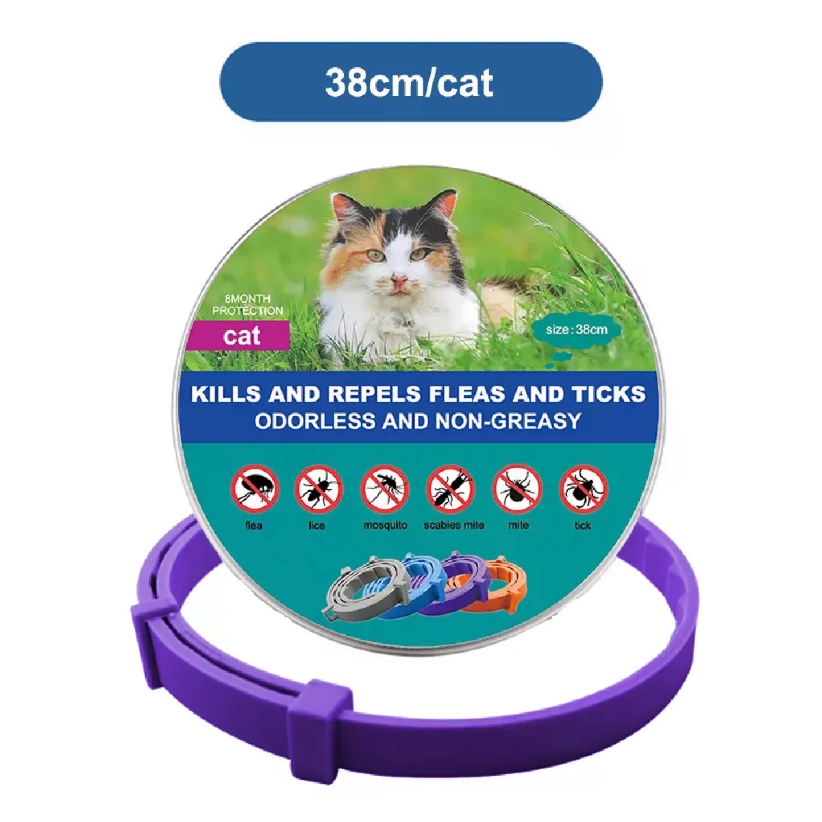 Nouveau collier pour chat, collier vétérinaire anti-puces et anti-tiques pour chiens et chats, collier antibactérien pour grands et petits chiens~00144