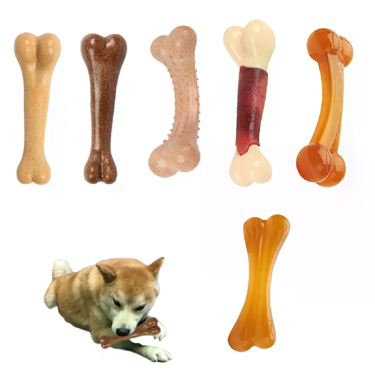 Comparer les prix de Jouets en os au goût de bœuf pour chiens, jouets non toxiques pour chiots, résistants aux morsures, dents propres, fournitures pour chiens de petite, moyenne et grande taille.~03720