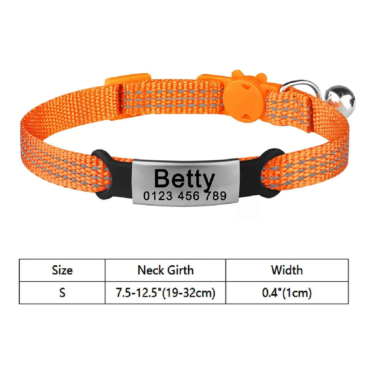 Collier d'identification réglable en nylon pour chat avec nom personnalisé, clochette, produits pour animaux de compagnie, petite taille, à détachement rapide, unisexe, fournitures pour chatons, médaille pour chat~01813
