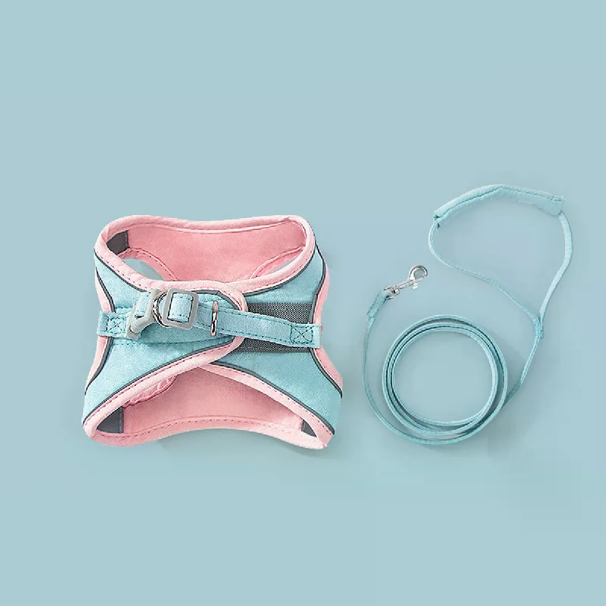 Ensemble harnais et laisse pour animaux de compagnie, laisses d'entraînement et de marche pour petits chats et chiens, imprimé floral, collier, laisses personnalisables~01170